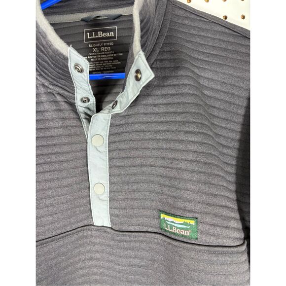 LL Bean Sweater Men Gray Airlight Pullover Snap Front size XL - Picture 3 of 6